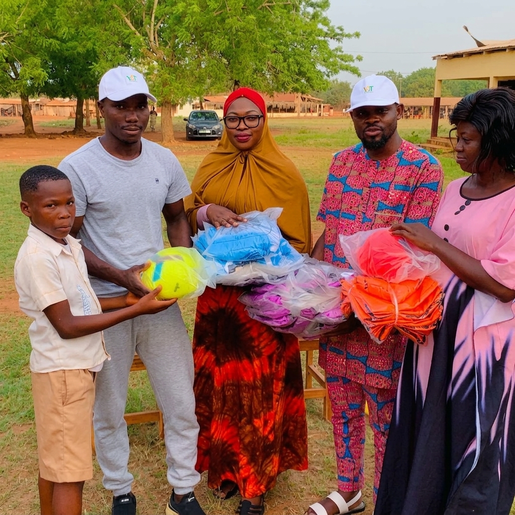 Equipements sportifs offerts a une ecole primaire catholique a Agoudja-Badja.